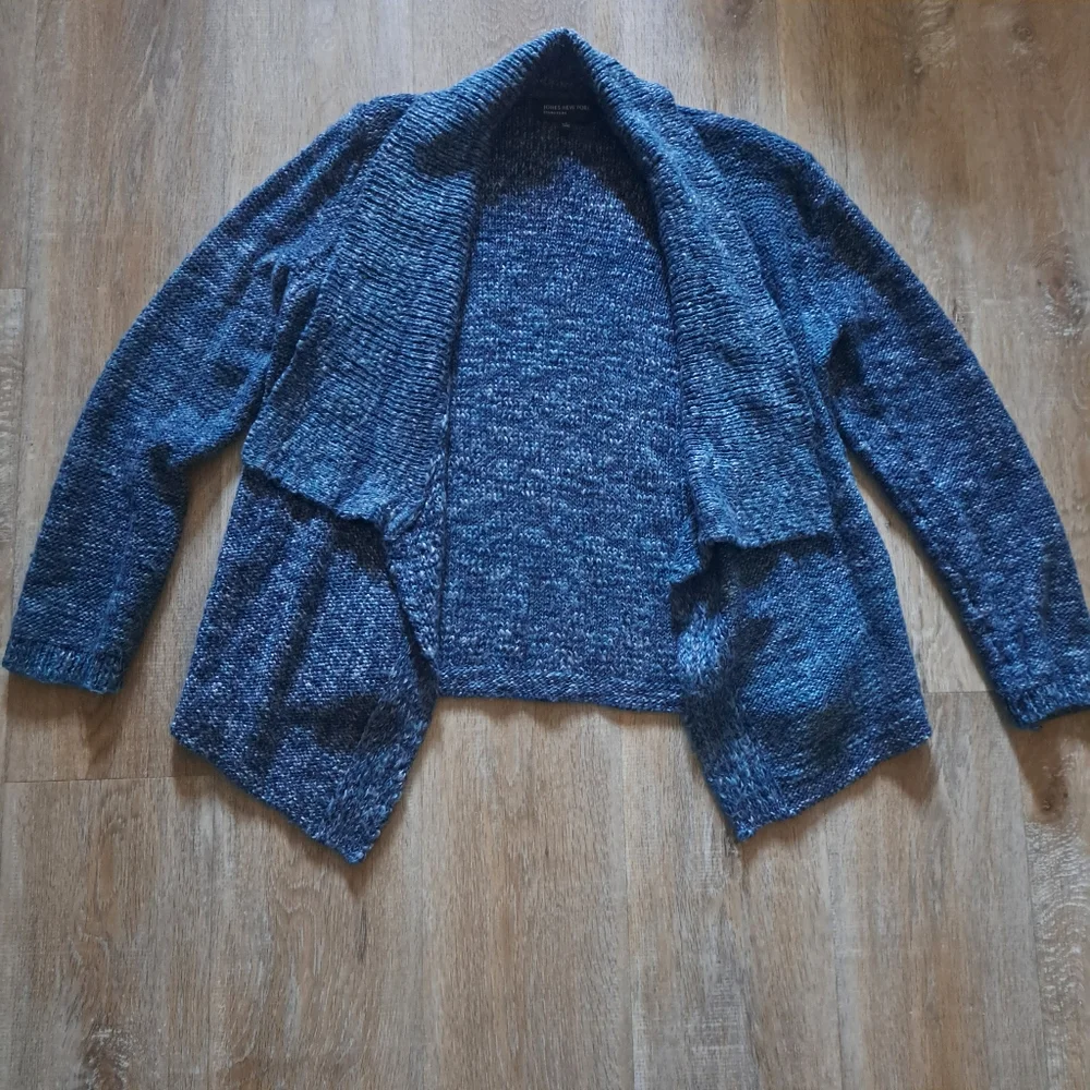 Jones New York Signature Teal Mist Combo Knit Batwing Sweater Women's Size Large
